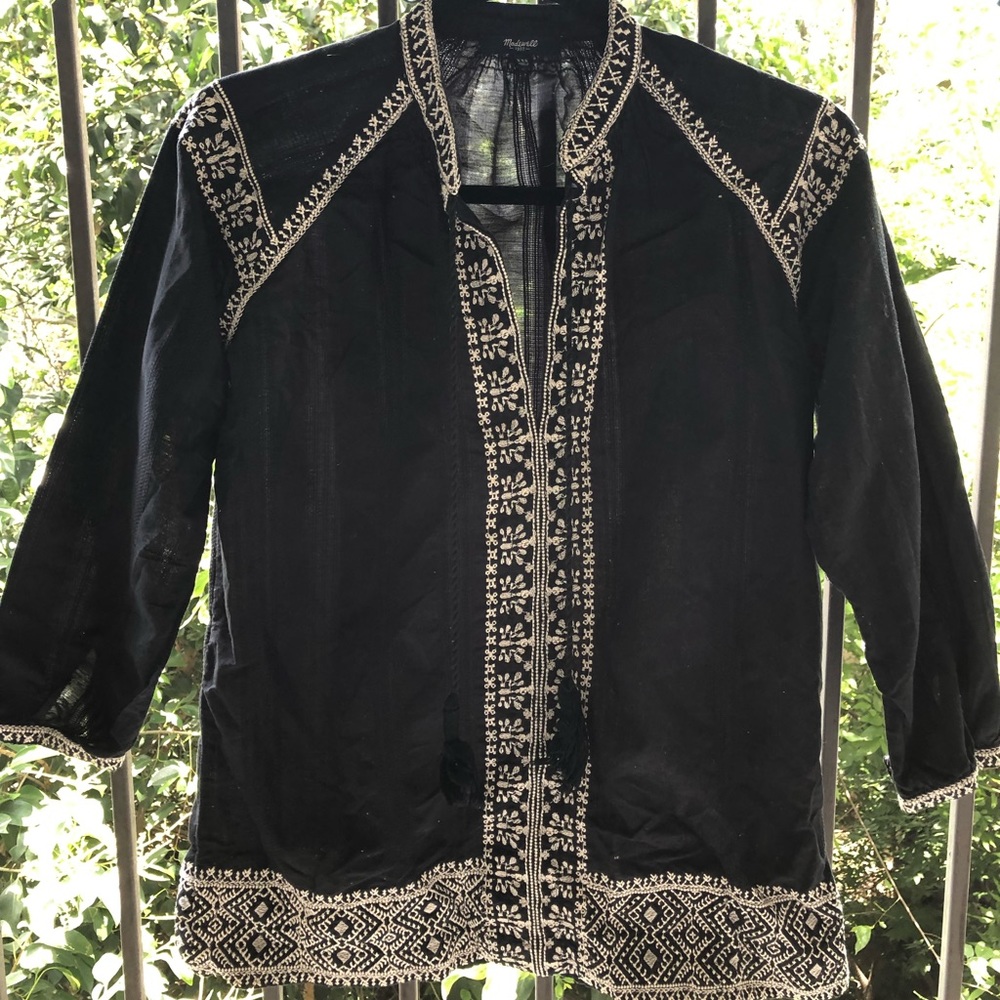 Madewell Camelia embroidered tassel top